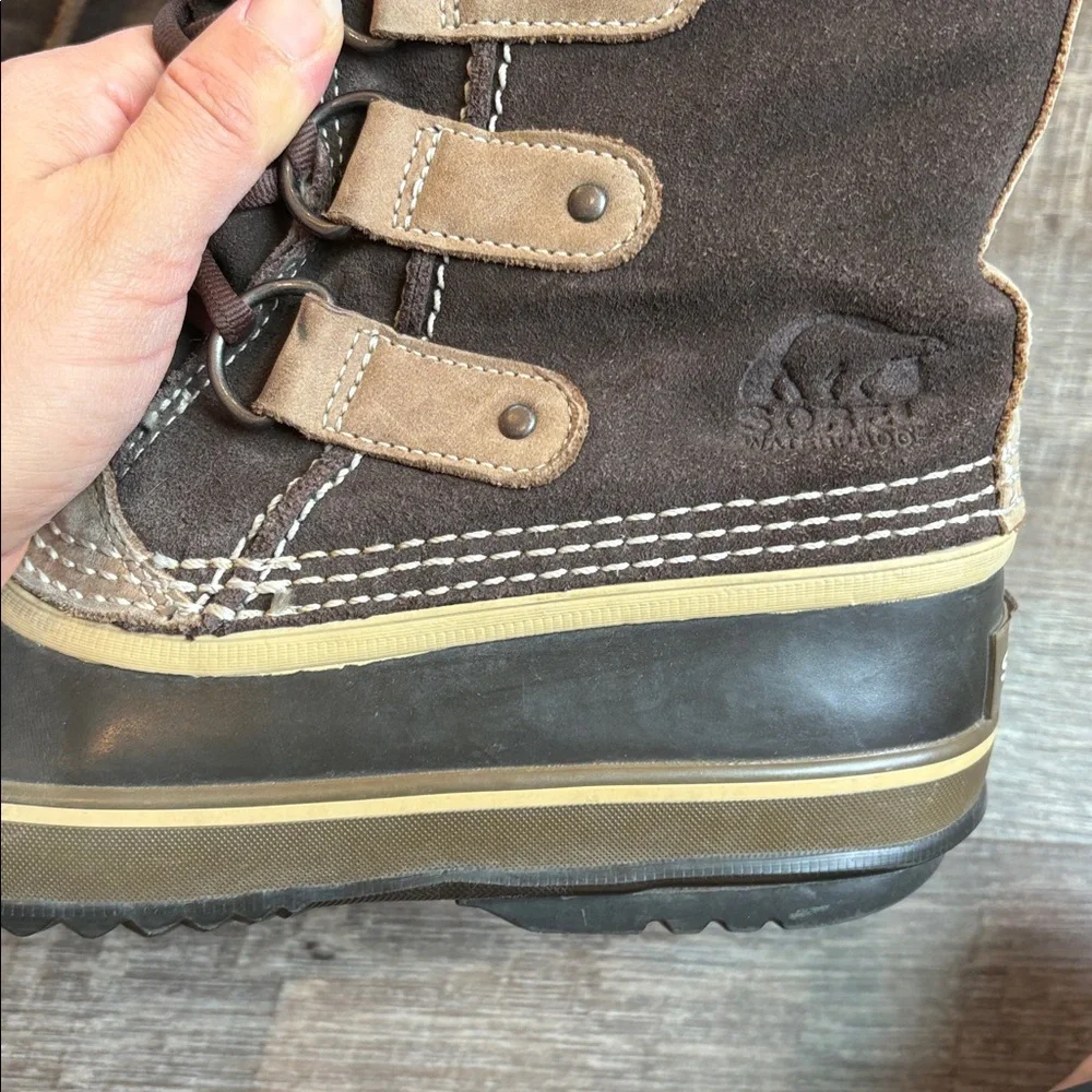 Sorel Joan of Arctic Snow Boots Women’s 7 Chocolate Waterproof Leather READ